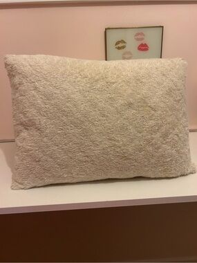Cream Faux Fur Decorative Pillow  CASES ONLY with Gold Sparkle
